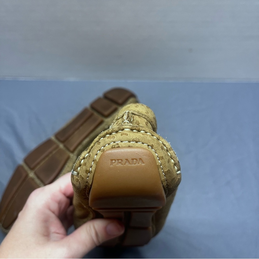 Prada Women's Tan Textured Loafers - Picture 7 of 9